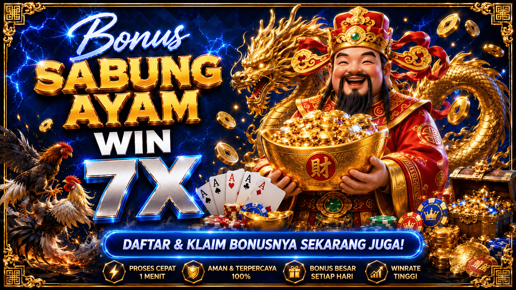 BONUS 7 KALI BERUNTUN SABUNG AYAM 100%
